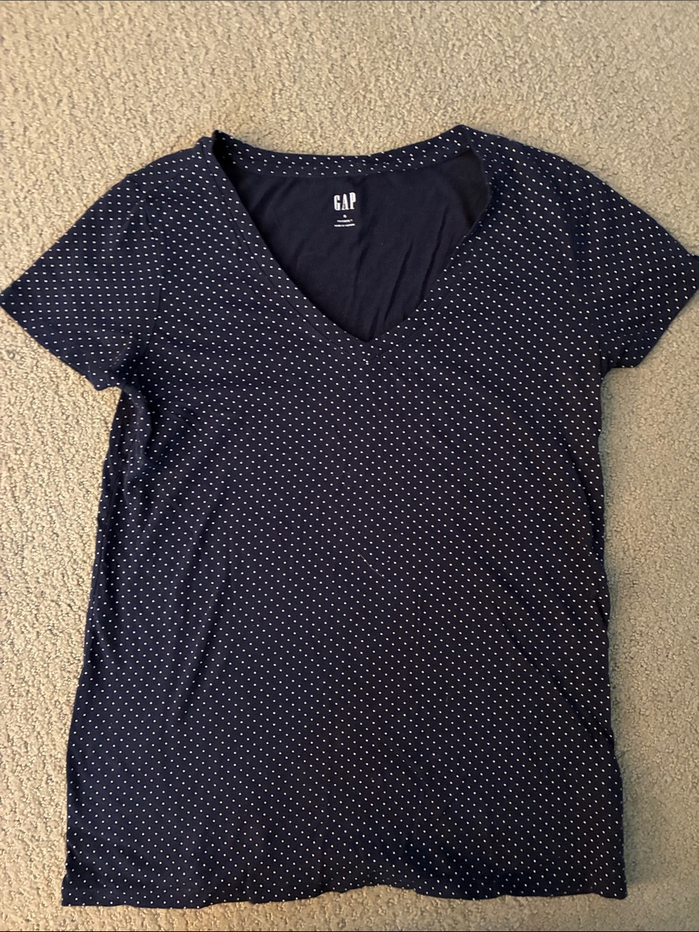 GAP Navy Short-Sleeve V-Neck Tee with White Micro Dots